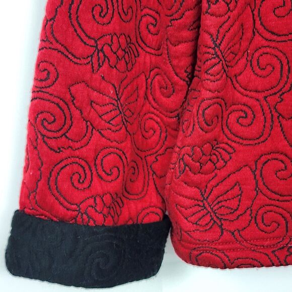Alfred Dunner Quilted Butterfly Red Zip Up Jacket Size 14 - Picture 5 of 11